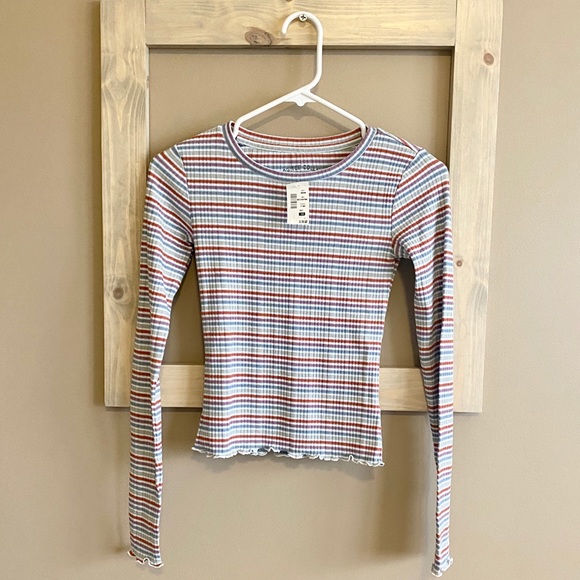 Aeropostale Long Sleeve Striped Shrunken Tee - Picture 1 of 4